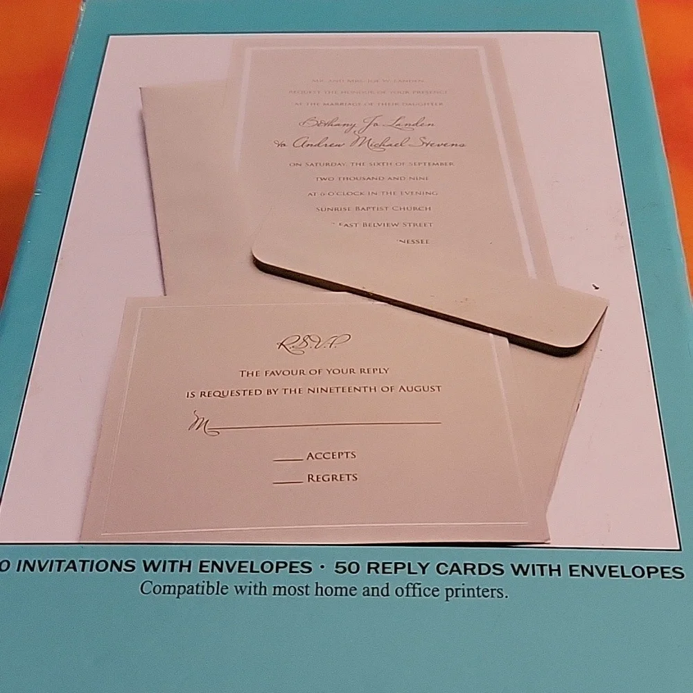 Studio His & Hers Print Your Own Wedding Invitation Set White New
